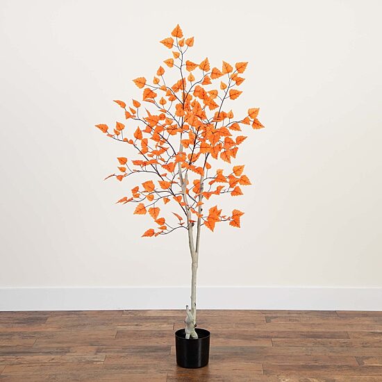 Nearly Natural 5'  Autumn Paper Birch Indoor Artificial Tree