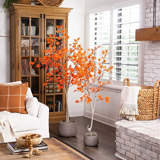 Nearly Natural 6'  Autumn Paper Birch Indoor Artificial Tree