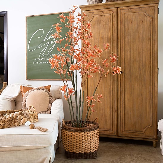 Nearly Natural 6' Orange Pieris Indoor Artificial Tree