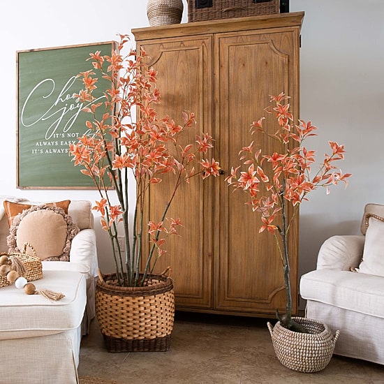 Nearly Natural 6' Orange Pieris Indoor Artificial Tree