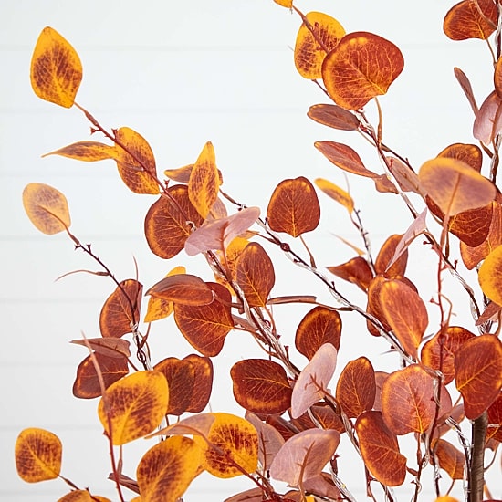 Nearly Natural 6' Orange Prelit Eucalyptus Lighted Indoor Artificial Tree