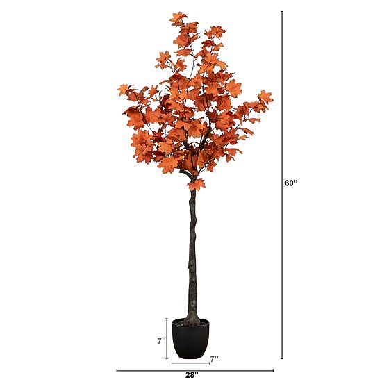 Nearly Natural 5' Orange Rustic Maple Indoor Artificial Tree