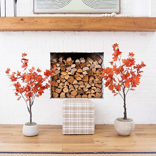 Nearly Natural 4' Orange Rustic Maple Indoor Artificial Tree