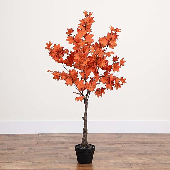 Nearly Natural 4' Orange Rustic Maple Indoor Artificial Tree