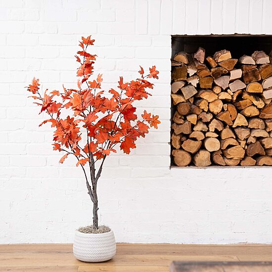 Nearly Natural 4' Orange Smoky Maple Indoor Artificial Tree