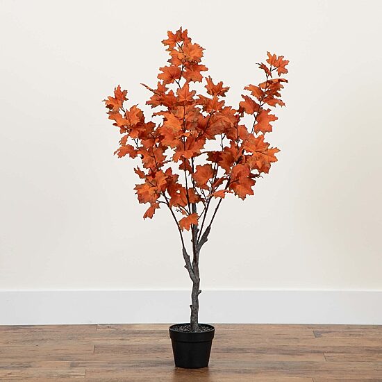 Nearly Natural 4' Orange Smoky Maple Indoor Artificial Tree