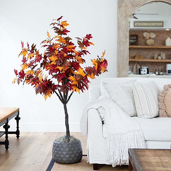 Nearly Natural 5' Orange Smoky Maple Indoor Artificial Tree