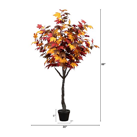 Nearly Natural 5' Orange Smoky Maple Indoor Artificial Tree
