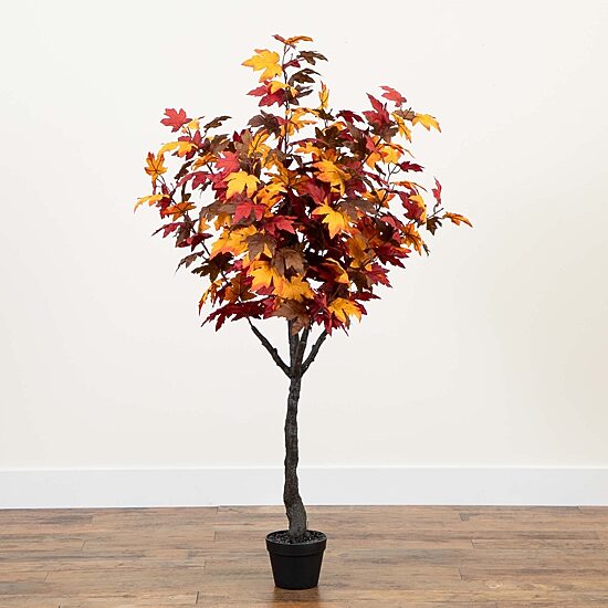 Nearly Natural 5' Orange Smoky Maple Indoor Artificial Tree