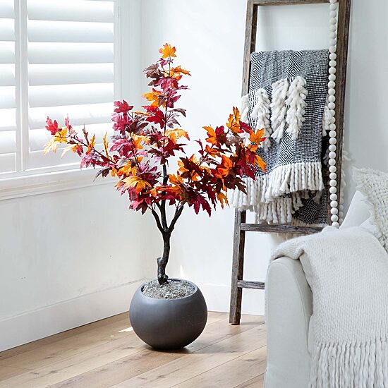 Nearly Natural 4.3' Orange Smoky Maple Indoor Artificial Tree