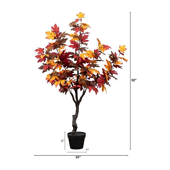 Nearly Natural 4.3' Orange Smoky Maple Indoor Artificial Tree