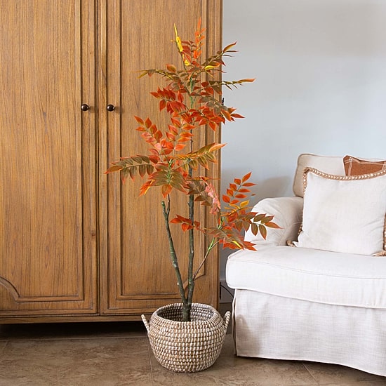 Nearly Natural 4' Orange Sumac Indoor Artificial Tree