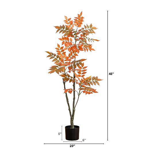 Nearly Natural 4' Orange Sumac Indoor Artificial Tree