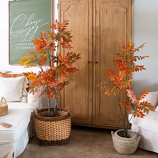 Nearly Natural 4' Orange Sumac Indoor Artificial Tree