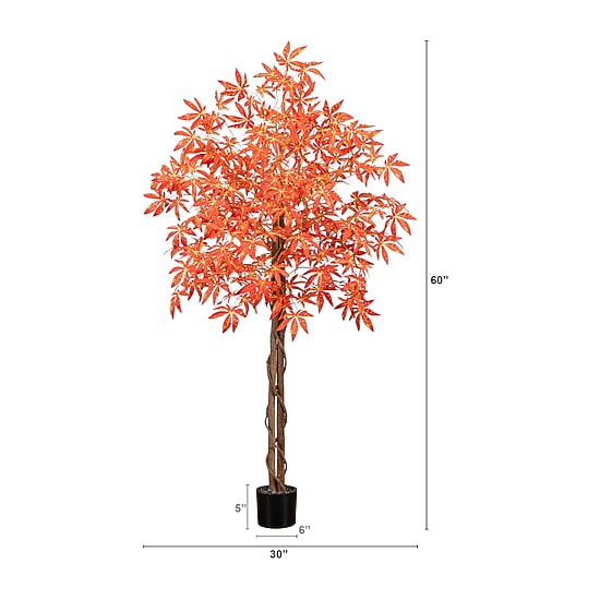 Nearly Natural 5' Orange Vibrant Maple Indoor Artificial Tree
