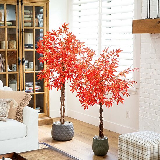 Nearly Natural 5' Orange Vibrant Maple Indoor Artificial Tree