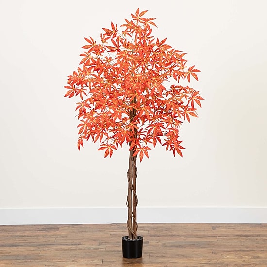 Nearly Natural 5' Orange Vibrant Maple Indoor Artificial Tree