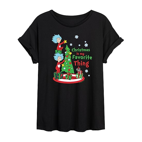 Thing 1 And Thing 2 Favorite Womens Juniors Crew Neck Short Sleeve Regular Fit Dr. Seuss Graphic T-Shirt