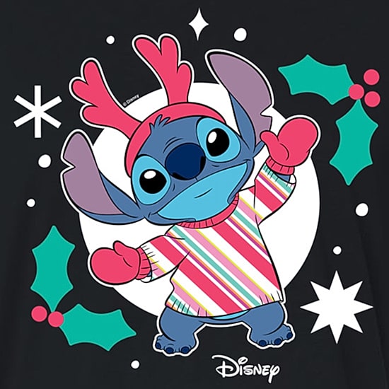 Stitch Holly Cropped Tee Womens Juniors Crew Neck Short Sleeve Regular Fit Lilo & Stitch Graphic T-Shirt