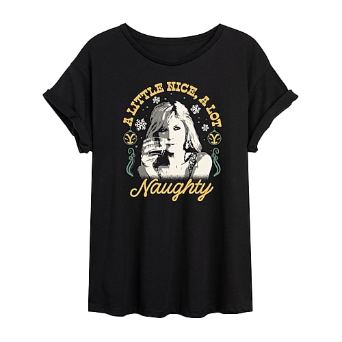 Yellowstone Beth Dutton Nice And Naughty Womens Juniors Crew Neck Short Sleeve Regular Fit Graphic T-Shirt, X-large, Black