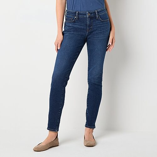 a.n.a Womens Mid Rise Tall Skinny Fit Jean, 10 Tall, Blue