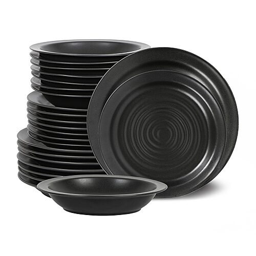 Stone Lain Orbit 24-pc. Stoneware Dinnerware Set In Black