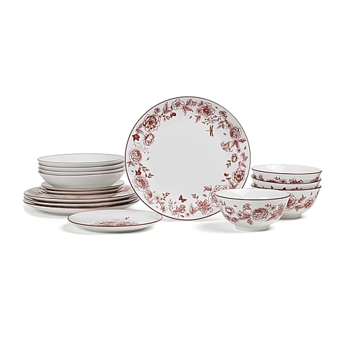 Stone Lain Esme 16-pc. Porcelain Dinnerware Set In Red