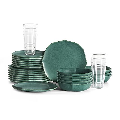 Stone Lain Baskerville 32-pc. Stoneware Dinnerware Set In Green