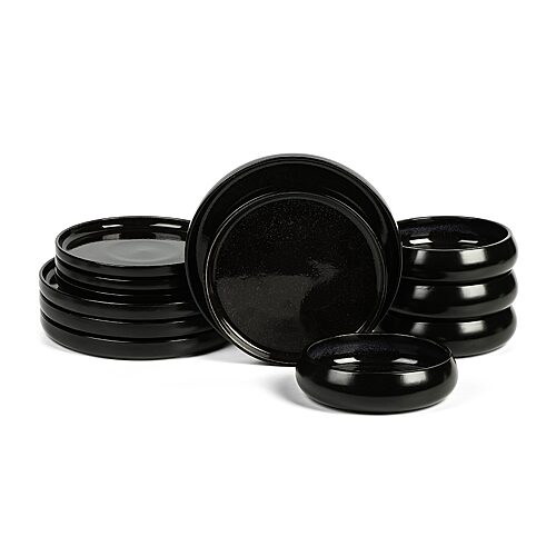 Stone Lain Lagoon 12-pc. Stoneware Dinnerware Set In Black