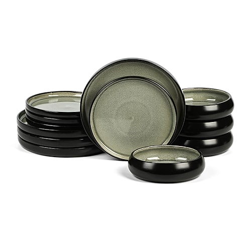 Stone Lain Lagoon 12-pc. Stoneware Dinnerware Set In Green