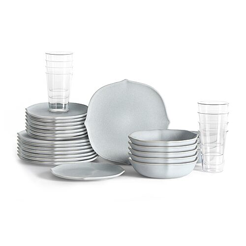 Stone Lain Baskerville 32-pc. Stoneware Dinnerware Set In Blue