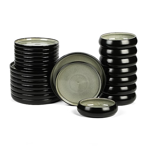 Stone Lain Lagoon 24-pc. Stoneware Dinnerware Set In Green