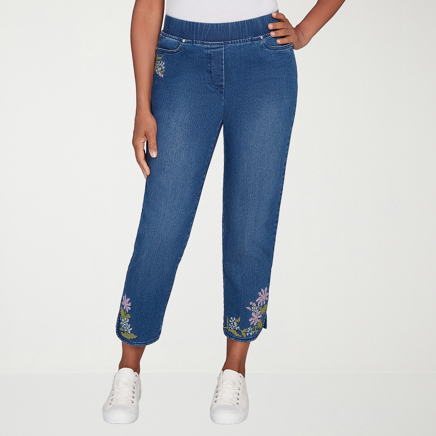 Alfred Dunner Hilton Head Womens Stretch Fabric Straight Leg Jean