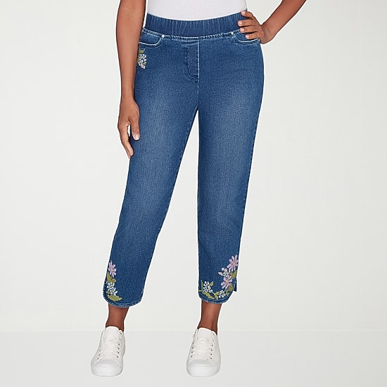 Alfred Dunner Hilton Head Womens Stretch Fabric Straight Leg Jean