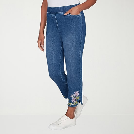 Alfred Dunner Hilton Head Womens Stretch Fabric Straight Leg Jean