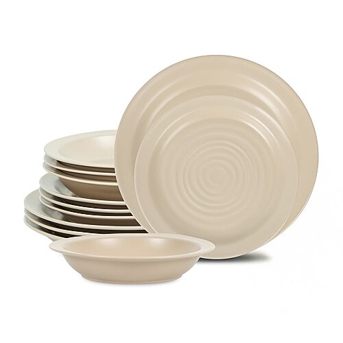 Stone Lain Orbit 12-pc. Stoneware Dinnerware Set In Sand