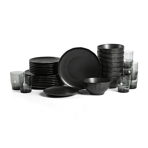 Stone Lain Rio 32-pc. Stoneware Dinnerware Set In Black