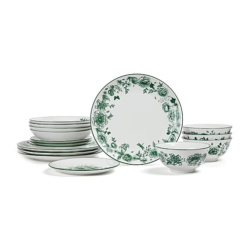 Stone Lain Esme 16-pc. Porcelain Dinnerware Set In Green