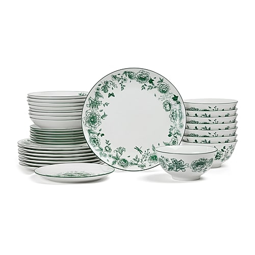 Stone Lain Esme 32-pc. Porcelain Dinnerware Set In Green