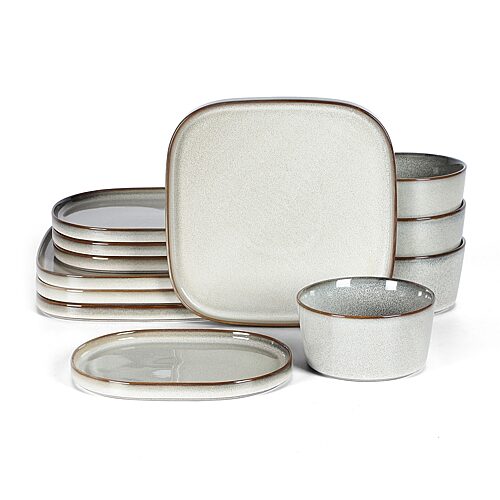 Stone Lain Cairo 12-pc. Stoneware Dinnerware Set In Gray