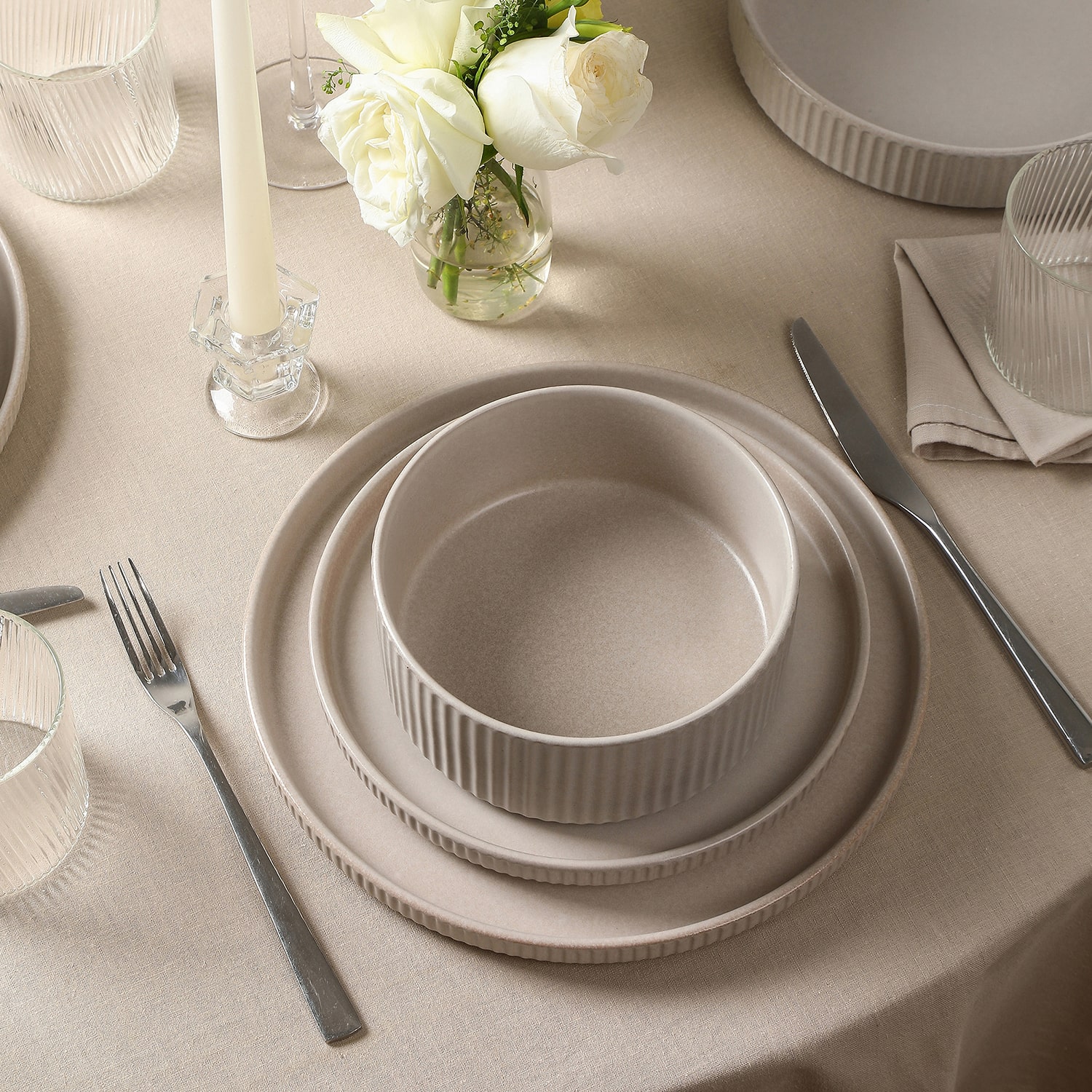 Stone + Lain Haven 32-pc. Stoneware Dinnerware Set