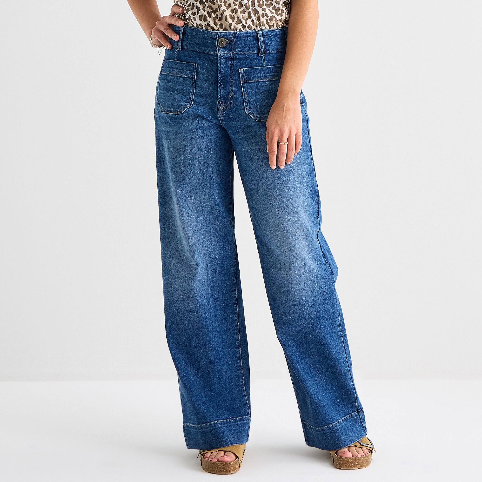 a.n.a Patch Pocket Womens Highest Rise Wide Leg Jean