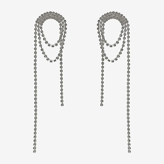 Bijoux Bar Silver Tone Womens Glass Drop Earrings
