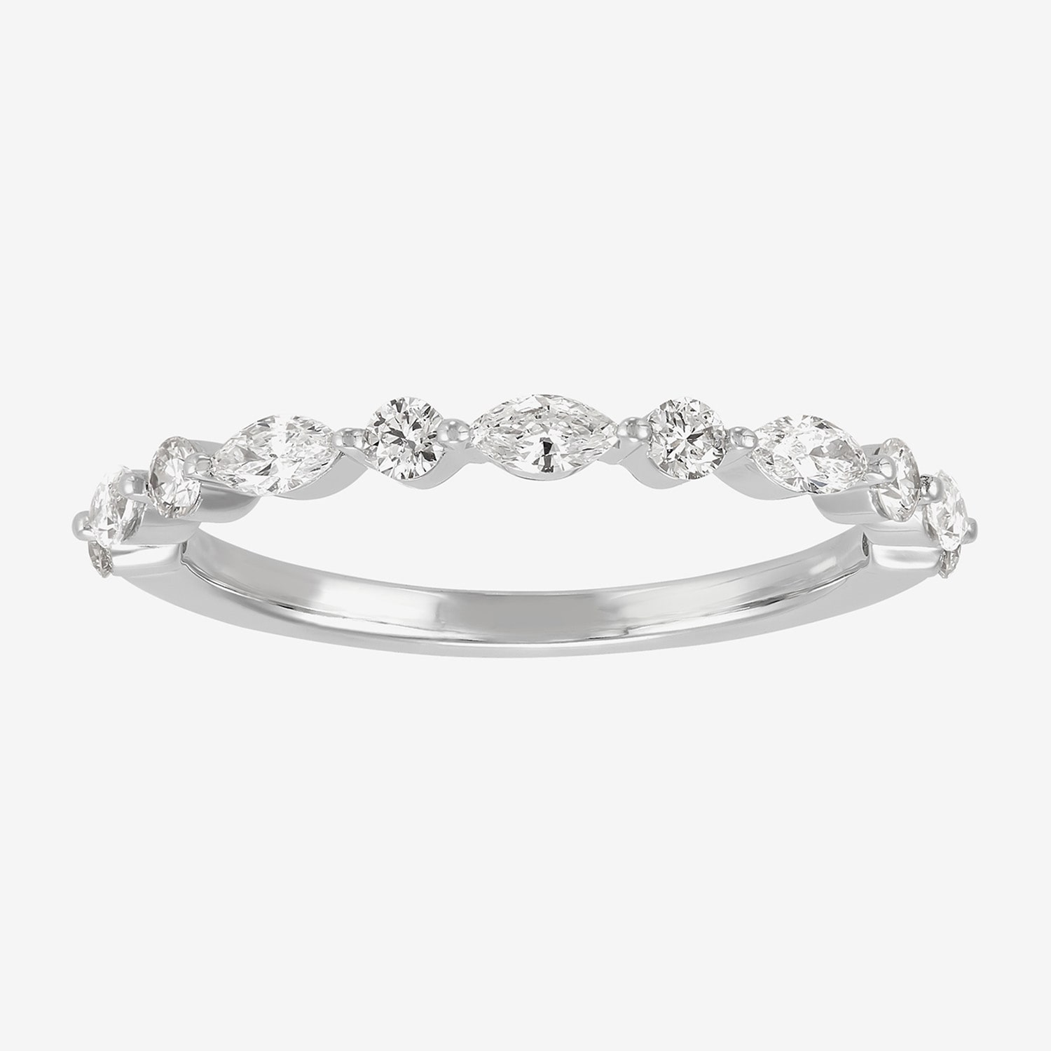 (H-I / Si1-Si2) Womens 1/2 CT. T.W. Lab Grown White Diamond 10K Gold Marquise Wedding Band