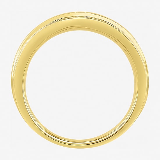(H-I / I2-I3) Mens 1/10 CT. T.W. Natural White Diamond 14K Gold Over Silver Wedding Band