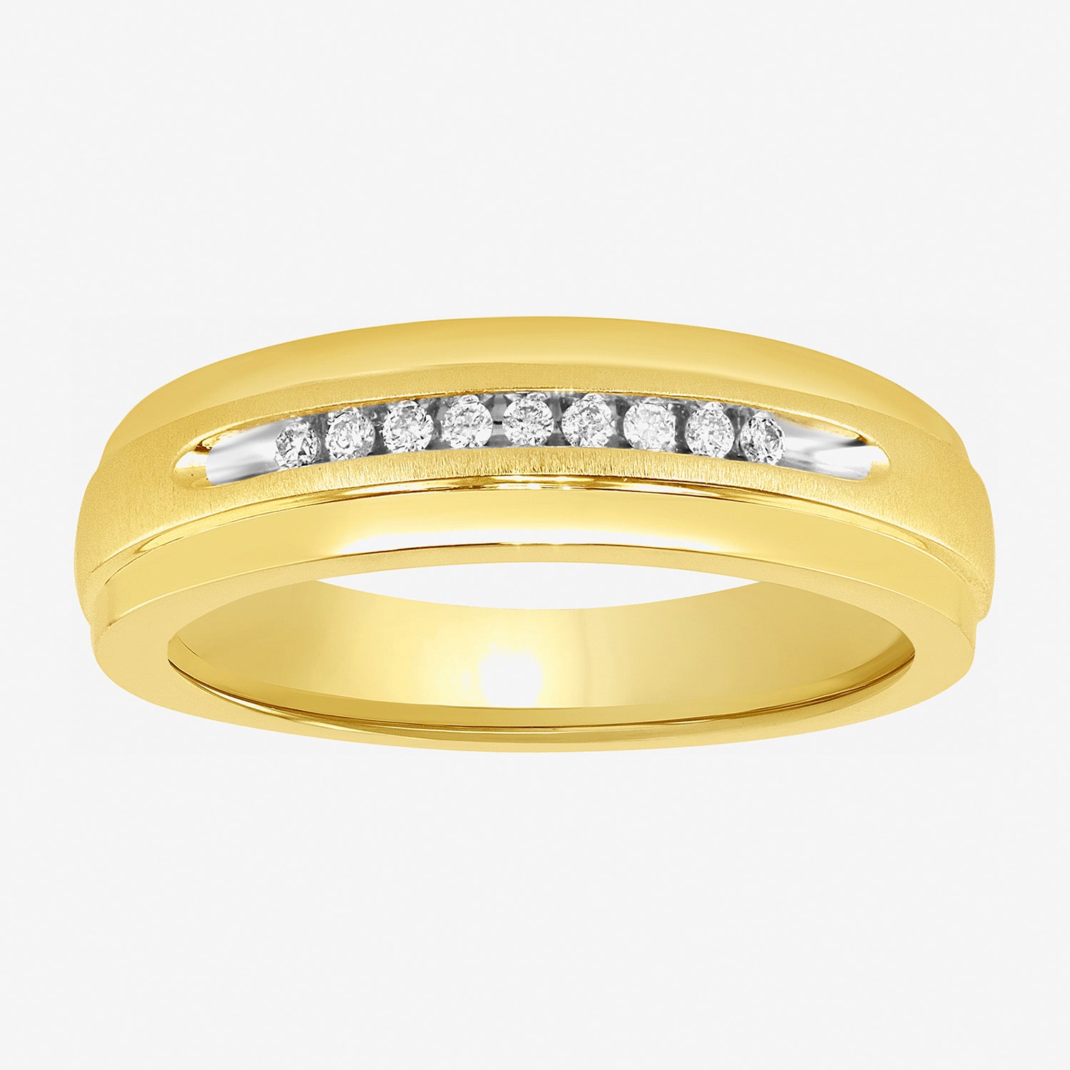 (H-I / I2-I3) Mens 1/10 CT. T.W. Natural White Diamond 14K Gold Over Silver Wedding Band