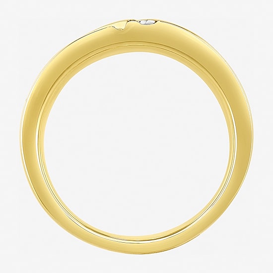 (H-I / I2-I3) Mens Diamond Accent Natural White Diamond Accent 14K Gold Over Silver Wedding Band