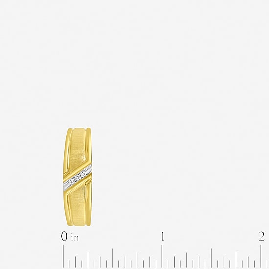 (H-I / I2-I3) Mens Diamond Accent Natural White Diamond Accent 14K Gold Over Silver Wedding Band
