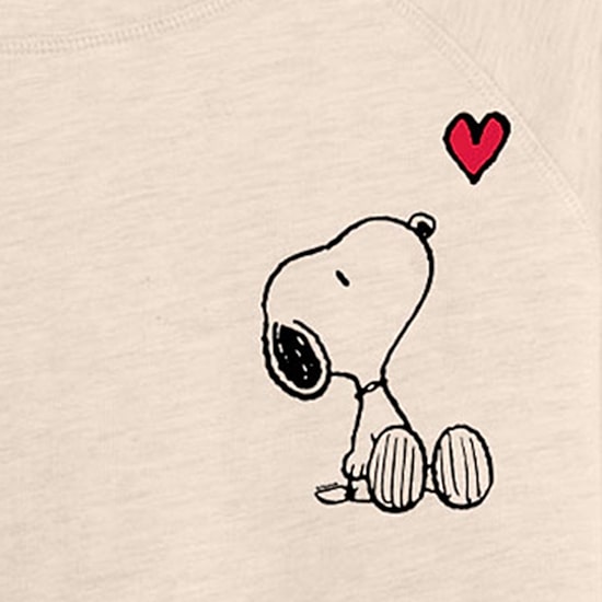 Valentines Peanuts Snoopy Heart Womens Boat Neck Long Sleeve Regular Fit Snoopy Graphic T-Shirt