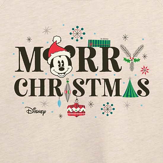 Mickey Mrry Chrstms Womens Boat Neck Long Sleeve Regular Fit Mickey and Friends Graphic T-Shirt